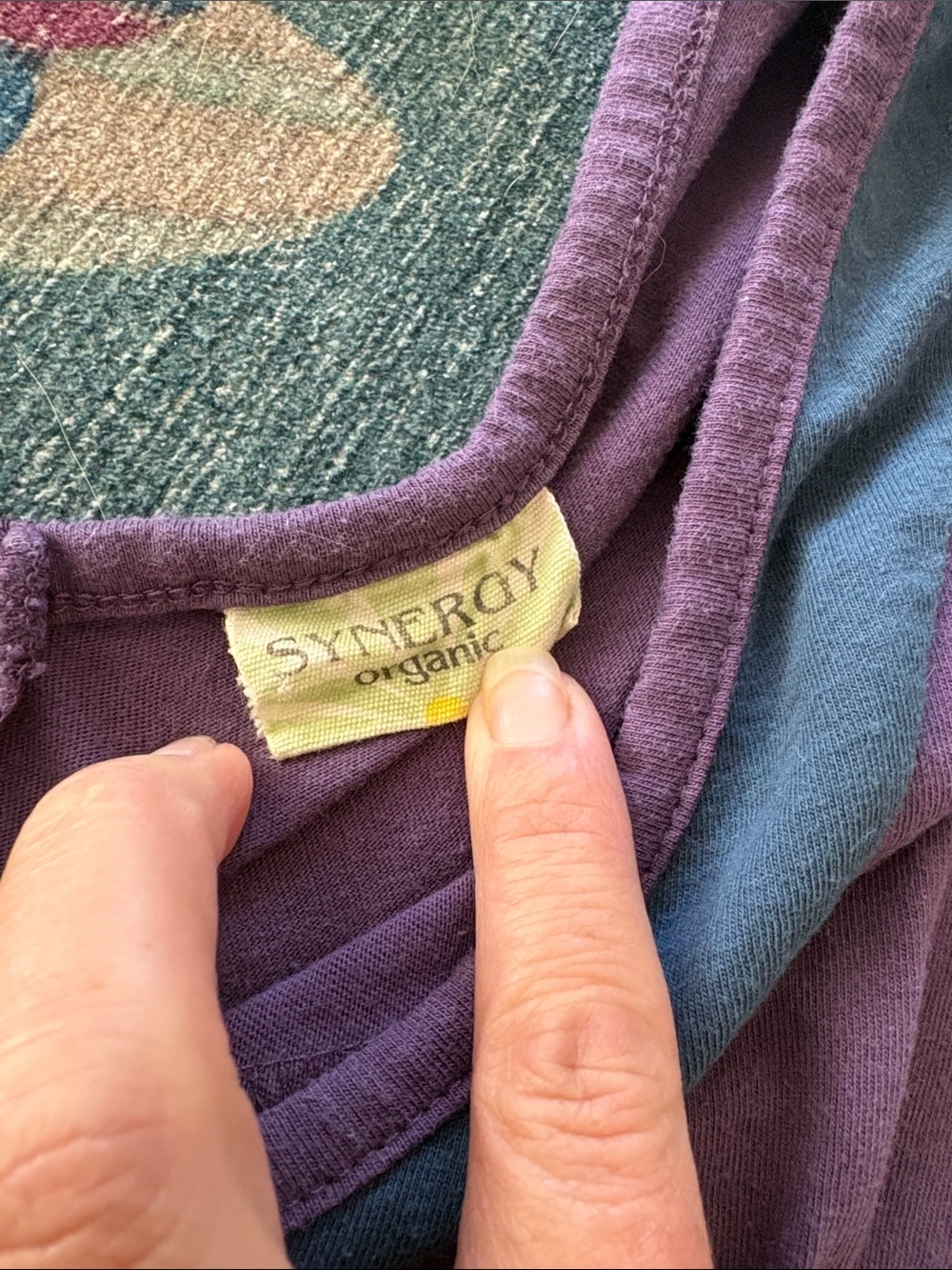 Vintage Synergy Organic appliqué cotton dress ocean 🌊 waves L runs small - Picture 4 of 8